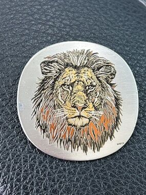 Reed & Barton Damascene Lion Head Decorative Medallion Pendant